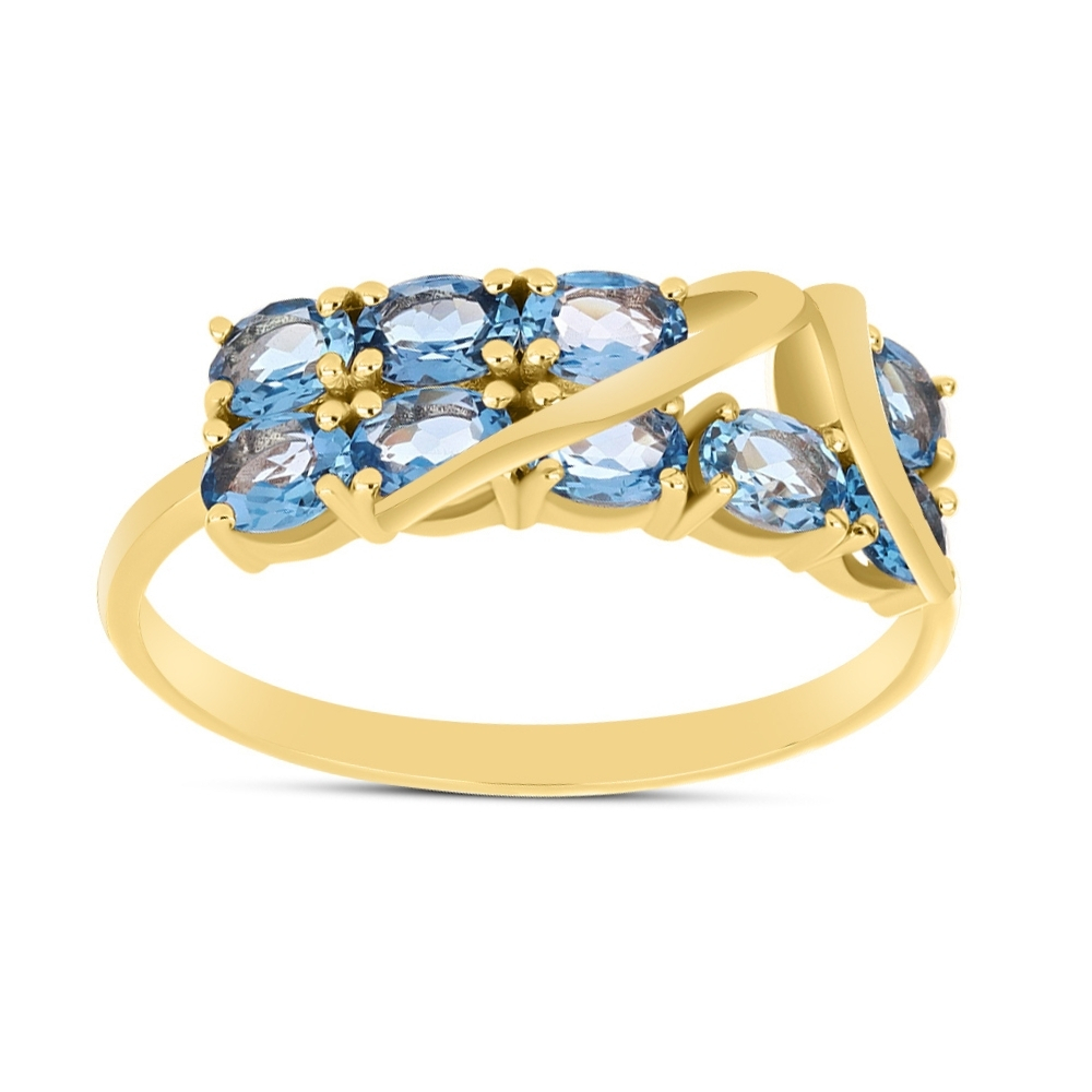 BUY NATURAL SWISS BLUE TOPAZ GEMSTONE RING IN 14K GOLD